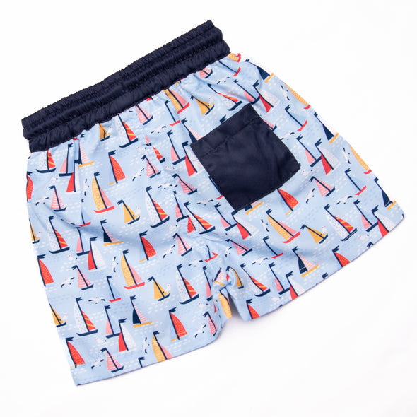 Sea Breeze and Sails Swim Trunks, Blue