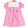 Gingham Gator Applique Dress, Pink