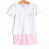 Caddy Cutie Embroidered Short Set, Pink