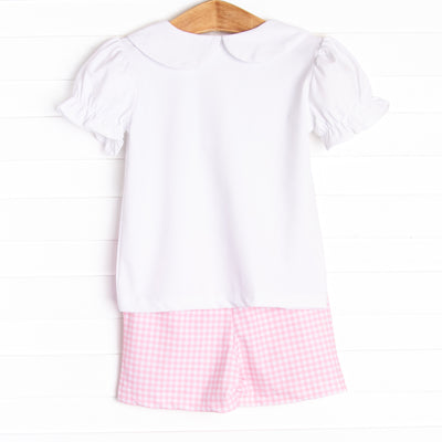 Caddy Cutie Embroidered Short Set, Pink