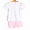 Caddy Cutie Embroidered Short Set, Pink