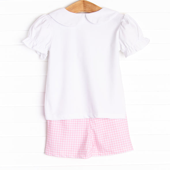 Caddy Cutie Embroidered Short Set, Pink