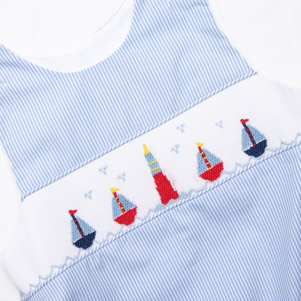 Beach Beacon Smocked Bubble, Blue