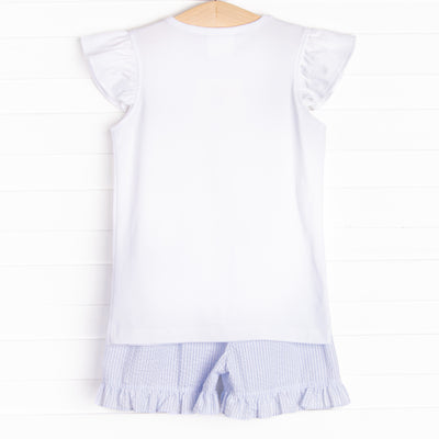 Fireworks and Freedom Smocked Short Set, Blue