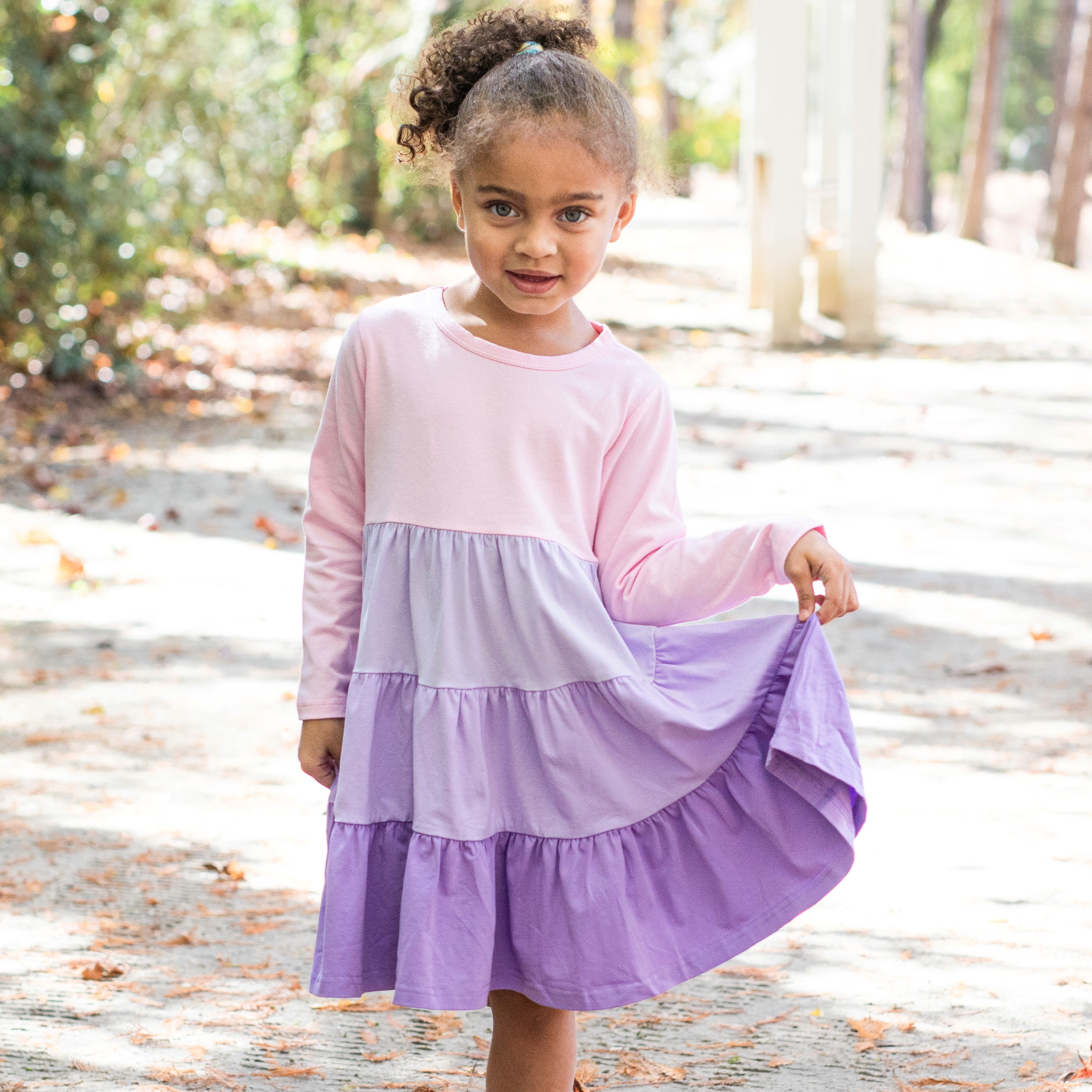 Girl's Color Me Cute Long Sleeve Dress in Pink size 12 Girl's Color Me Cute Long Sleeve Dress in Pink size 12