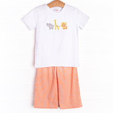 Zoo Pals Applique Pant Set, Orange