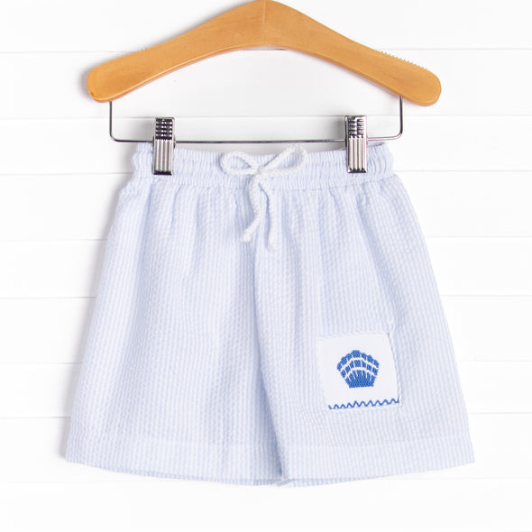 By the Shore Smocked Swim Trunks, Blue