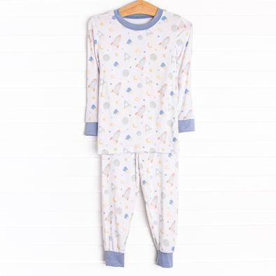 Shoot for the Stars Bamboo Pajama Set, Blue