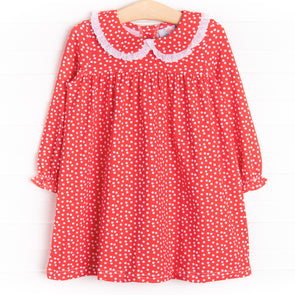 Rosy Red Dots Dress, Red