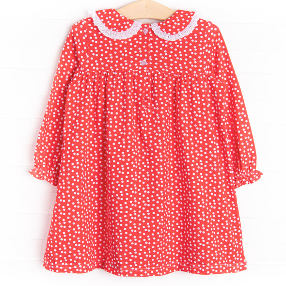 Rosy Red Dots Dress, Red