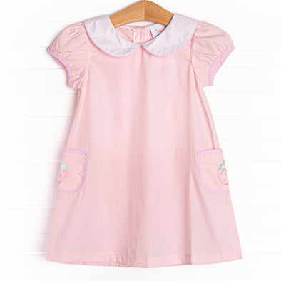 Taste of Sweetness Embroidered Pocket Dress, Pink
