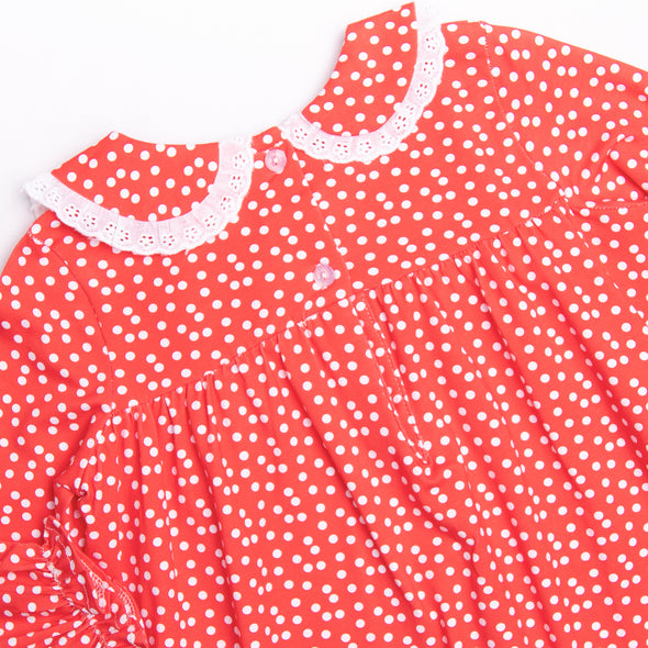 Rosy Red Dots Dress, Red