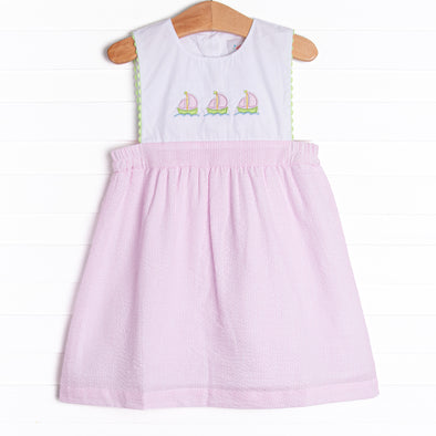 Sailboat Sweetie Applique Dress, Pink