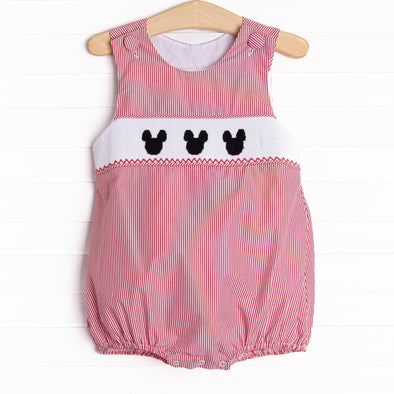 Mouse Moments Smocked Bubble, Red Stripe