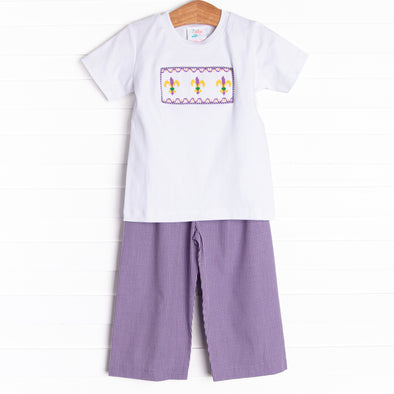 Masquerade Parade Smocked Pant Set, Purple