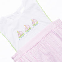 Sailboat Sweetie Applique Dress, Pink