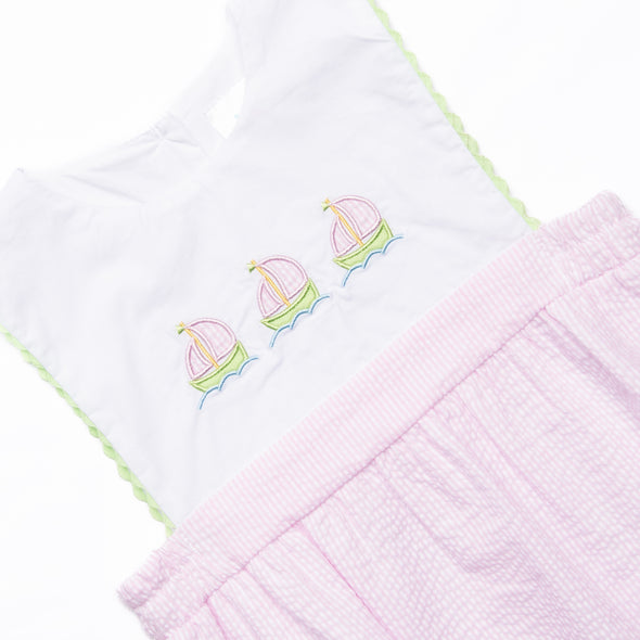 Sailboat Sweetie Applique Dress, Pink