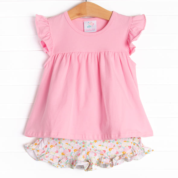 Just Keep Blooming Short Set, Pink
