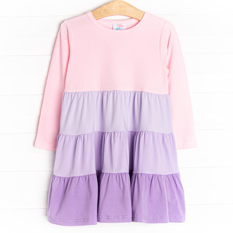 Girl's Color Me Cute Long Sleeve Dress in Pink size 12 Girl's Color Me Cute Long Sleeve Dress in Pink size 12