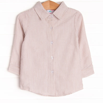 Simple Seersucker Shirt, Tan