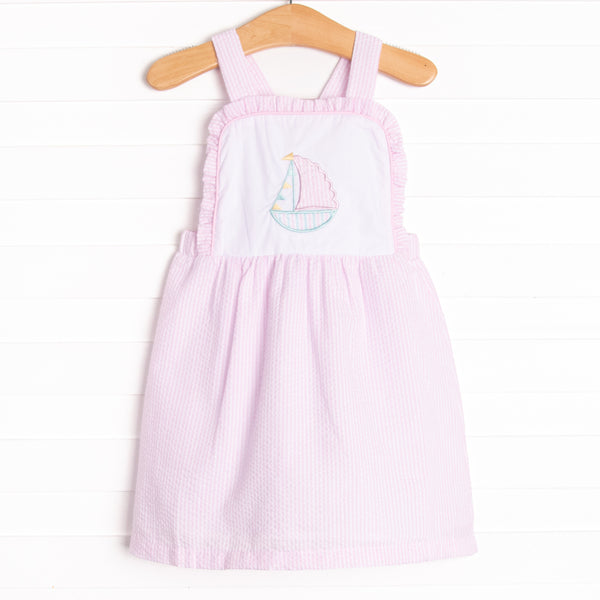 Seersucker Sails Dress, Pink