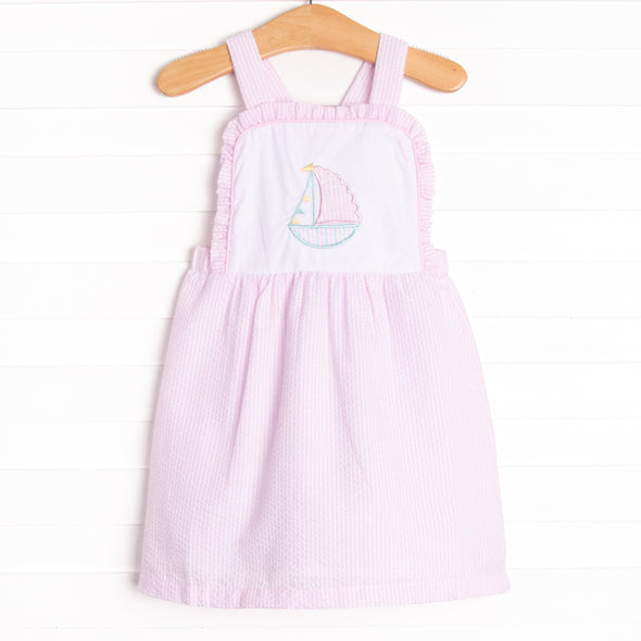 Seersucker Sails Dress, Pink