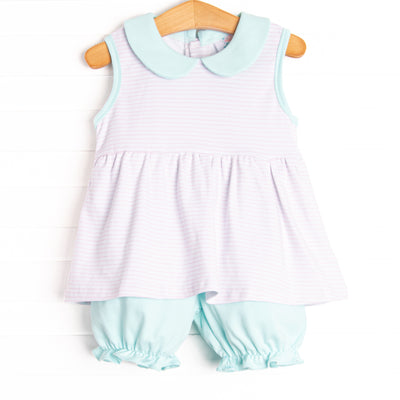 Marcella Pima Bloomer Set, Pink Stripe