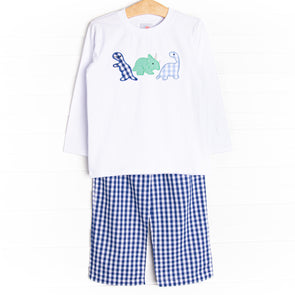 Dino Days Applique Pant Set, Blue