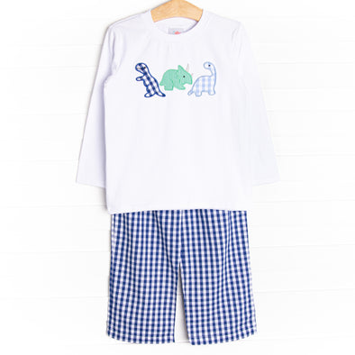 Dino Days Applique Pant Set, Blue