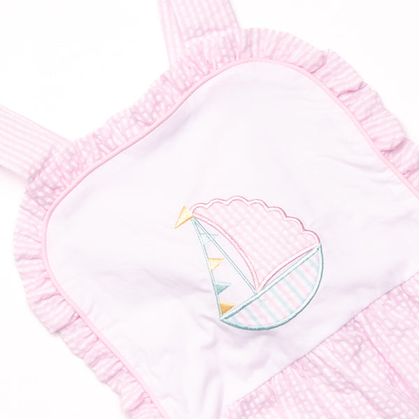 Seersucker Sails Dress, Pink