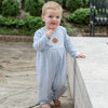 Doodle Days Embroidered Romper, Blue