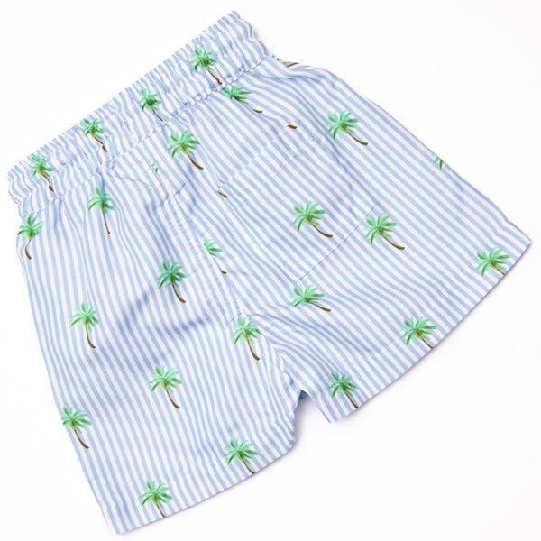 Palm Tree Paradise Swim Trunks, Blue
