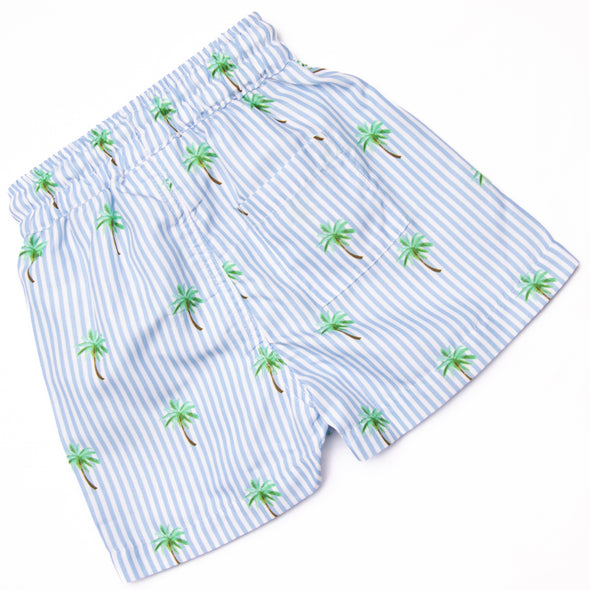 Palm Tree Paradise Swim Trunks, Blue