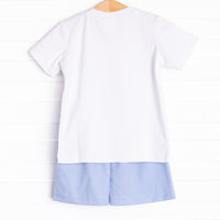 School of Fish Smocked Short Set, Blue