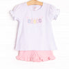 Cool Down Cutie Applique Ruffle Short Set, Pink