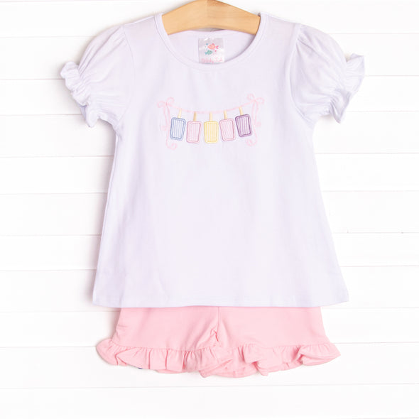 Cool Down Cutie Applique Ruffle Short Set, Pink