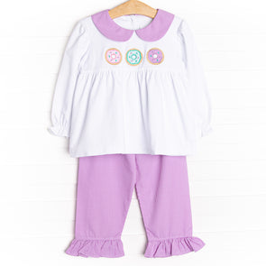 Sprinkle of Fun Applique Ruffle Pant Set, Purple