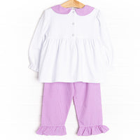 Sprinkle of Fun Applique Ruffle Pant Set, Purple