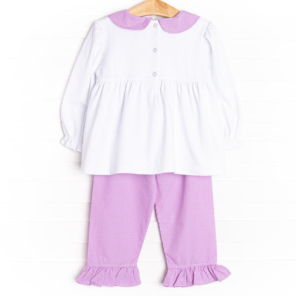 Sprinkle of Fun Applique Ruffle Pant Set, Purple