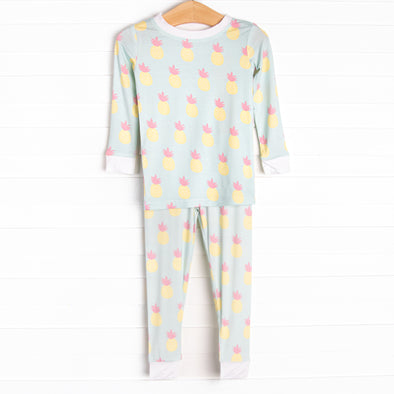 Pineapple Paradise Bamboo Pajama Set, Green