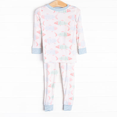 Watercolor Wonders Bamboo Pajama Set, Blue