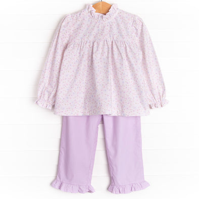 Pretty Petunia Ruffle Pant Set, Purple