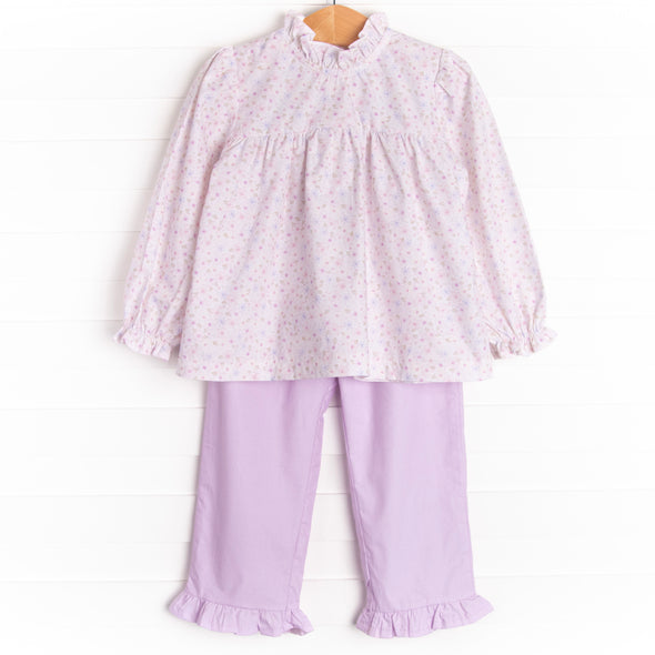 Pretty Petunia Ruffle Pant Set, Purple