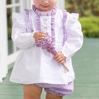 Lavender Bundles Embroidered Bloomer Set, White