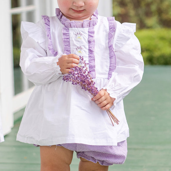 Lavender Bundles Embroidered Bloomer Set, White