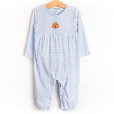 Doodle Days Embroidered Romper, Blue