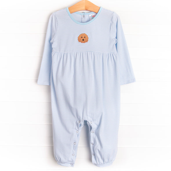 Doodle Days Embroidered Romper, Blue