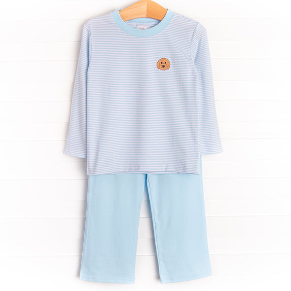 Doodle Days Embroidered Pant Set, Blue