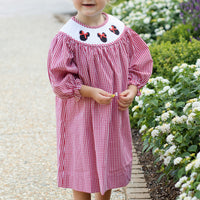 Mouse Adventures Smocked Bishop Dress, Red