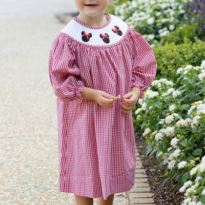 Mouse Adventures Smocked Bishop Dress, Red